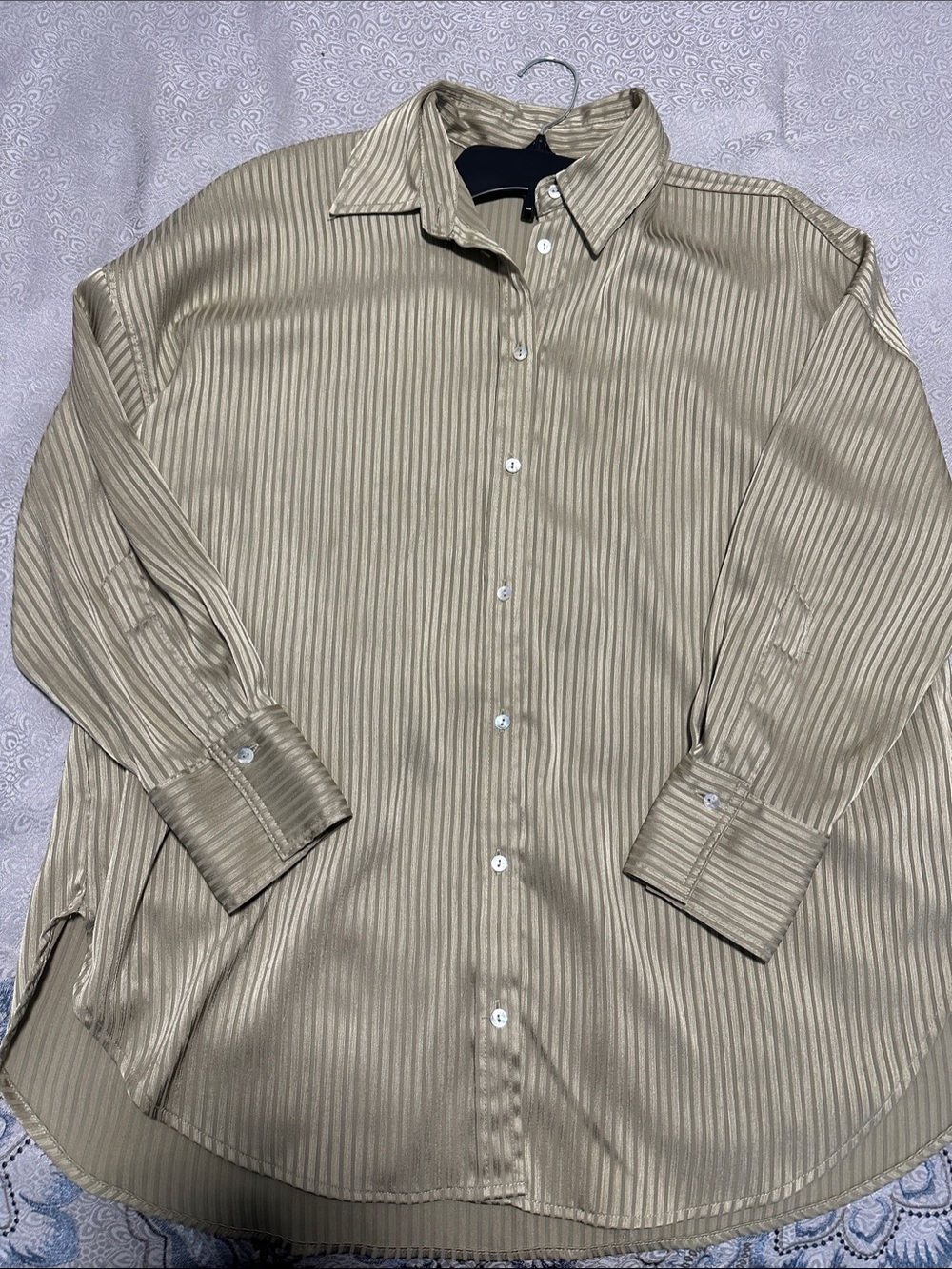 Zara Women's Striped Button-Down Shirt in green